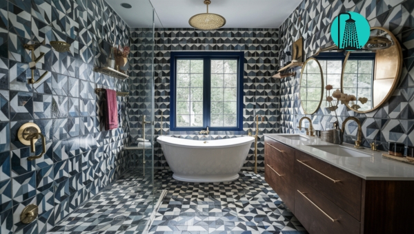 Standard-Sized Walk-In Showers: Bold Geometric Patterns