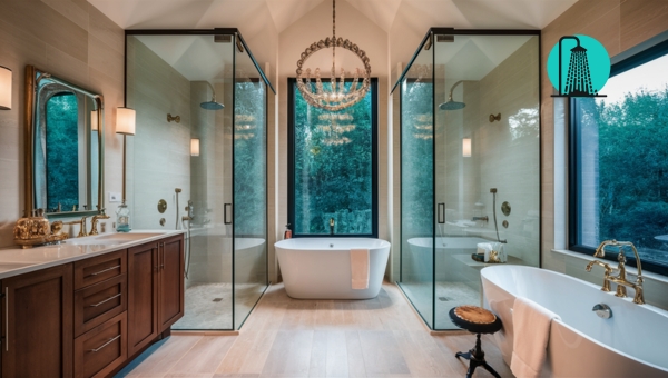 Standard-Sized Walk-In Showers: Elegant Glass Enclosure