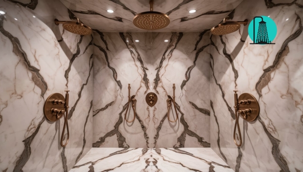 Standard-Sized Walk-In Showers: Luxurious Marble Finish