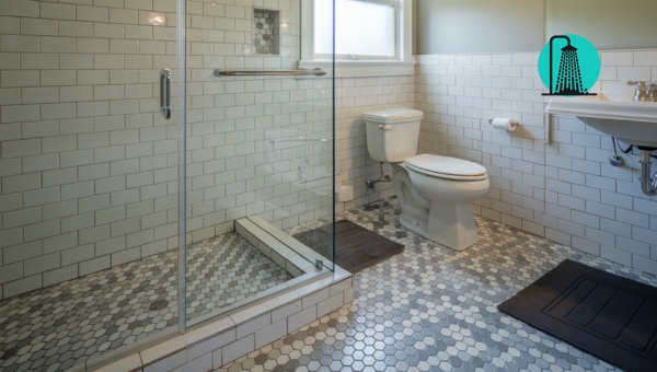 Walk-In Shower Ideas: Octagon Floor Tile