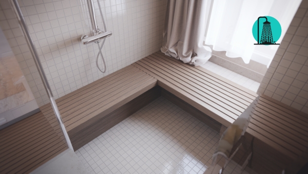 shower seats and built-in benches: Rectangular benches