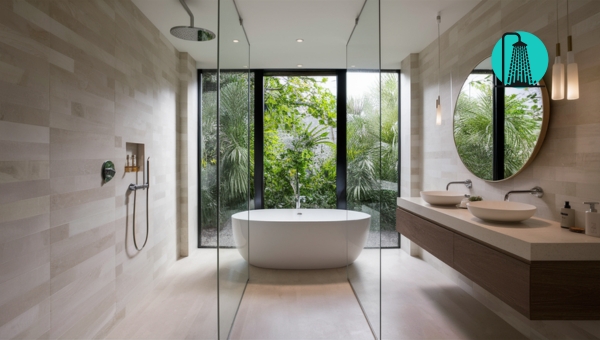 Standard-Sized Walk-In Showers: Sleek Minimalist Design